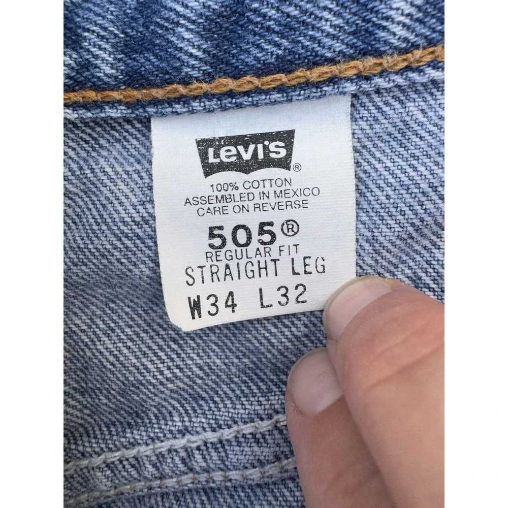 Vintage Levis Jeans Mens Size 34x32 505 Regular Fit Straight Leg Red Tab 1999